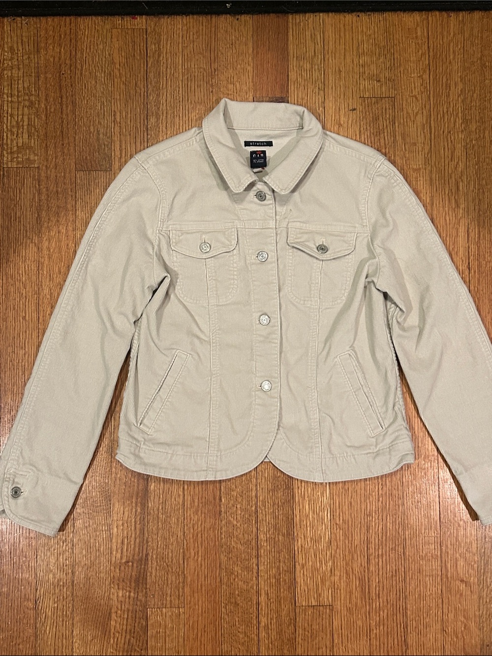 GAP Stretch Fitted Light Beige Corduroy Button-Up Jacket Size Medium
